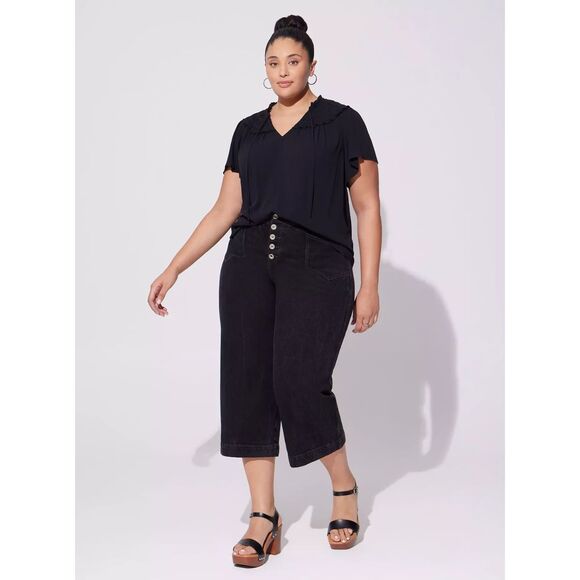 torrid Tops - NWT Torrid Washable Gauze Smocked Yoke Ruffle Top Sz 00 (10/12)